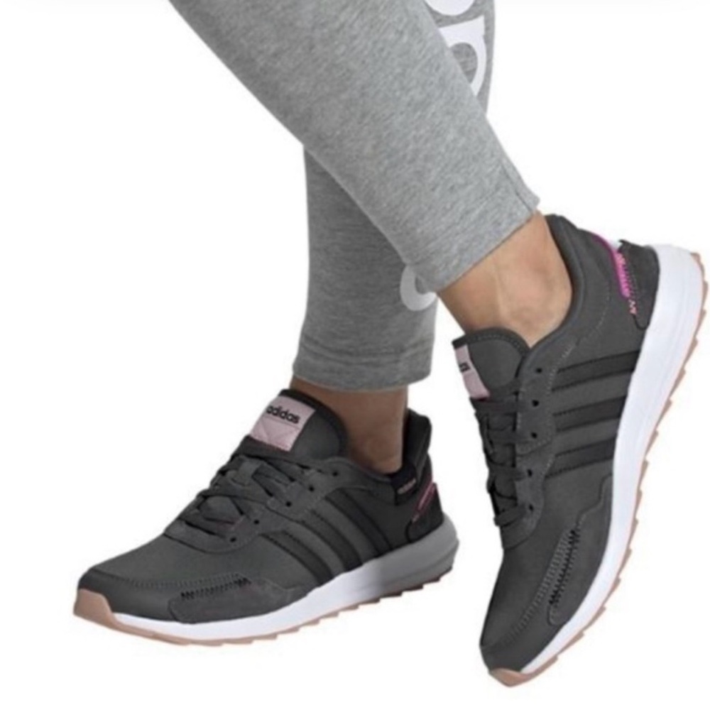 Adidas Retorun Women’s Running Sneakers Gray Pink Athletic Shoes Size ___